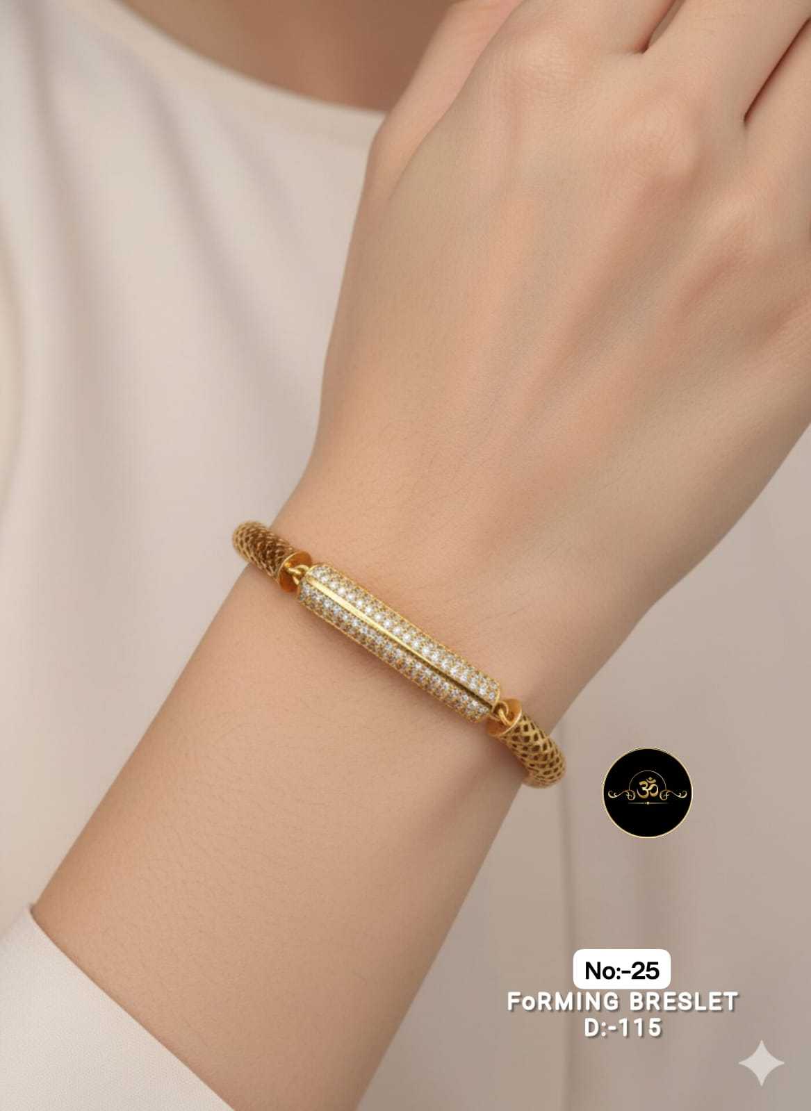 Ynf Brass RIN113 023 Womens Jewellery Wholesale AD Diamond Bracelet Brass Gold Bracelets Manufacturer - Jewellery Export