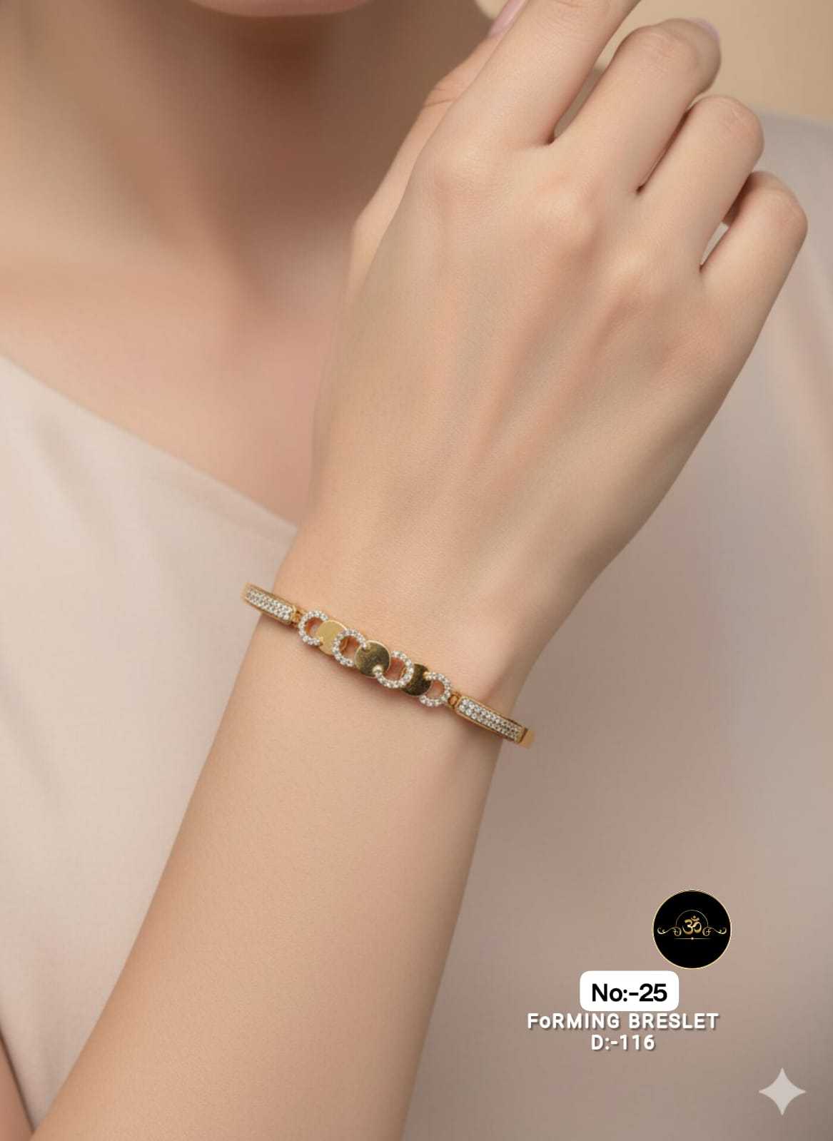 Ynf Brass RIN113 023 Womens Jewellery Wholesale AD Diamond Bracelet Brass Gold Bracelets Manufacturer - Jewellery Export