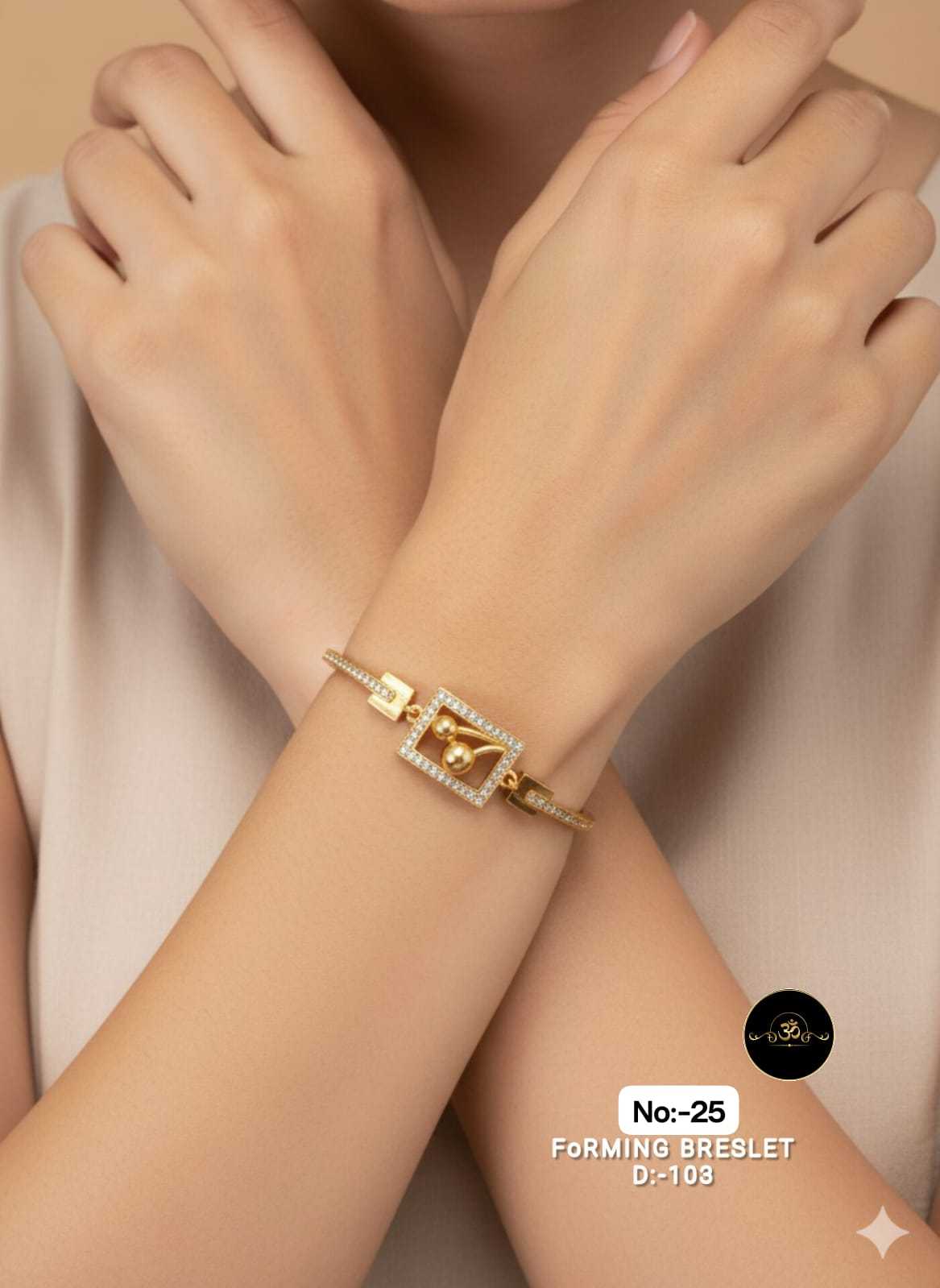 Ynf Brass RIN113 023 Womens Jewellery Wholesale AD Diamond Bracelet Brass Gold Bracelets Manufacturer - Jewellery Export