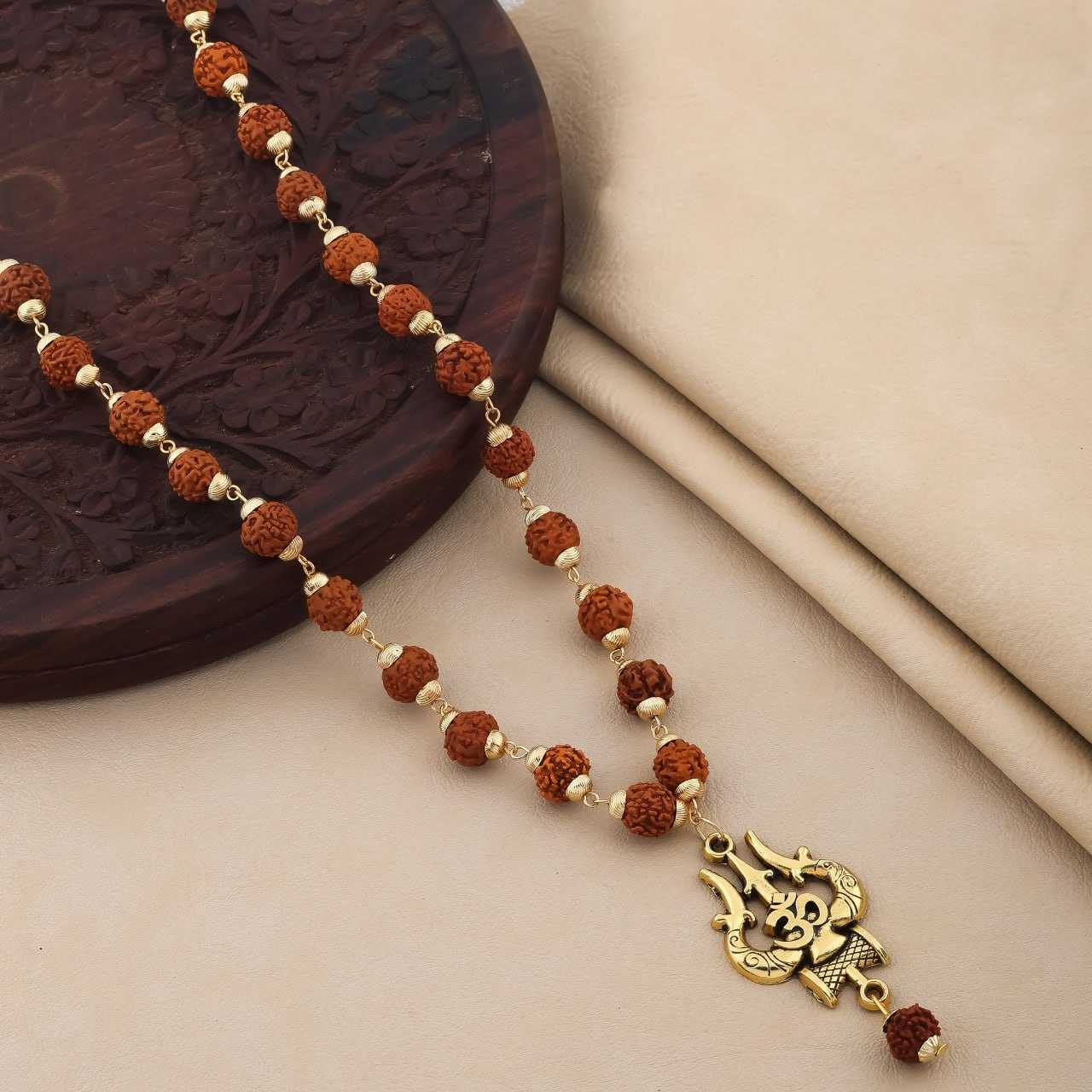 YNF BRASS KESH191 KAC319 MENS JEWELLERY WHOLESALE RUDRAKSHA CHAIN WITH PENDANT MALA MANUFACTURER