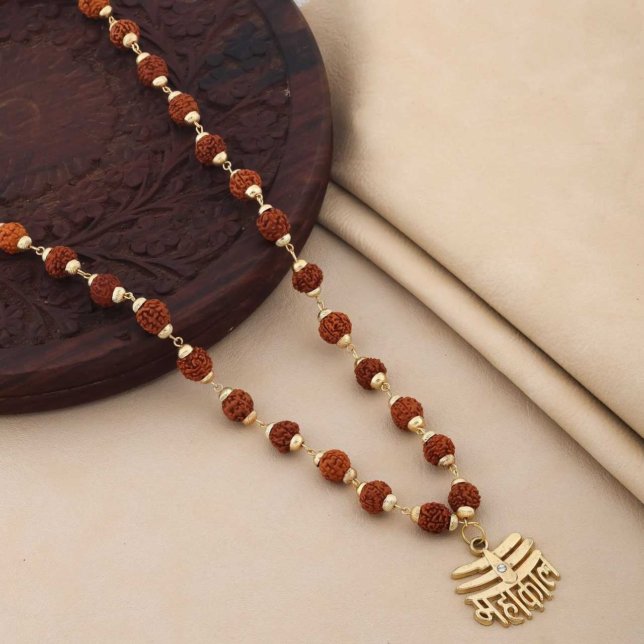 YNF BRASS KESH191 KAC319 MENS JEWELLERY WHOLESALE RUDRAKSHA CHAIN WITH PENDANT MALA MANUFACTURER