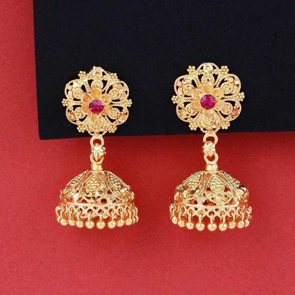 YNF BRASS KESH191 KAC341 A WOMENS JEWELLERY WHOLESALE KUNDAN JHUMKA EARRINGS MANUFACTURE - Jewellery Export