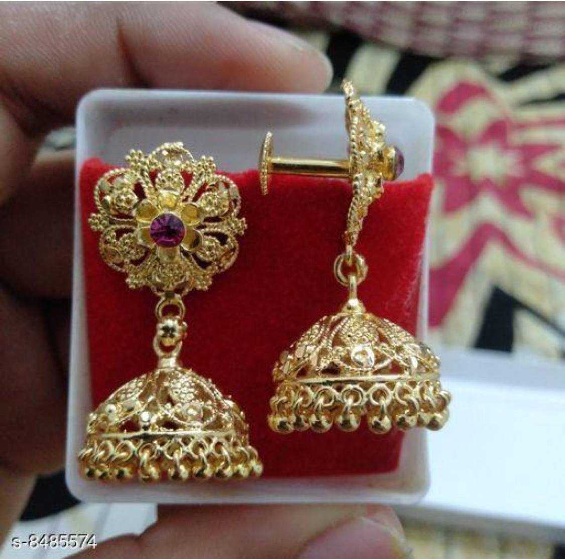 YNF BRASS KESH191 KAC341 A WOMENS JEWELLERY WHOLESALE KUNDAN JHUMKA EARRINGS MANUFACTURE - Jewellery Export