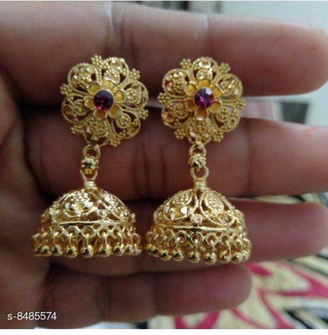 YNF BRASS KESH191 KAC341 A WOMENS JEWELLERY WHOLESALE KUNDAN JHUMKA EARRINGS MANUFACTURE - Jewellery Export