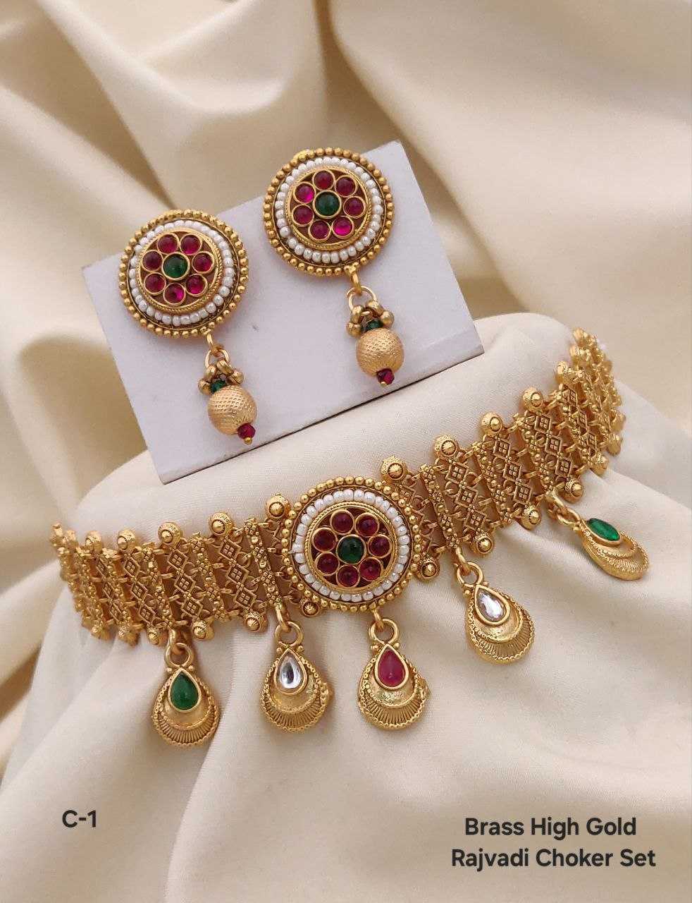 YNF BRASS KESH193 ROR134 WOMENS JEWELLERY WHOLESALE CHOKER NECKLACES KUNDAN NECKLACES SET MANUFACTURER - Jewellery Export