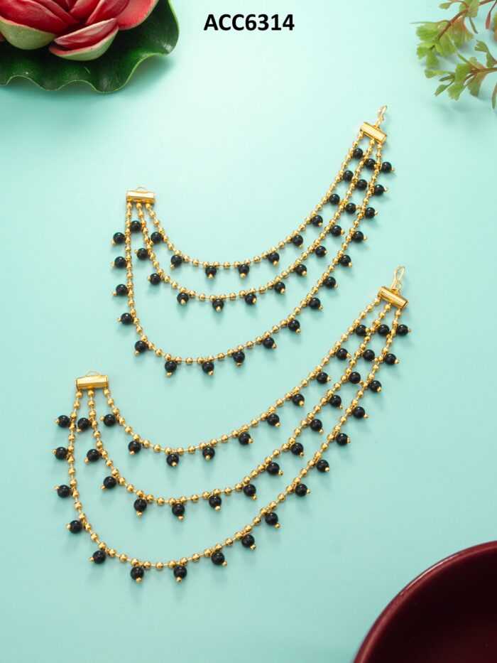 YNF BRASS KESH105 NK6314 WOMENS JEWELLERY WHOLESALE HAIR EARRINGS CHAIN MANUFACTURE - Jewellery Export