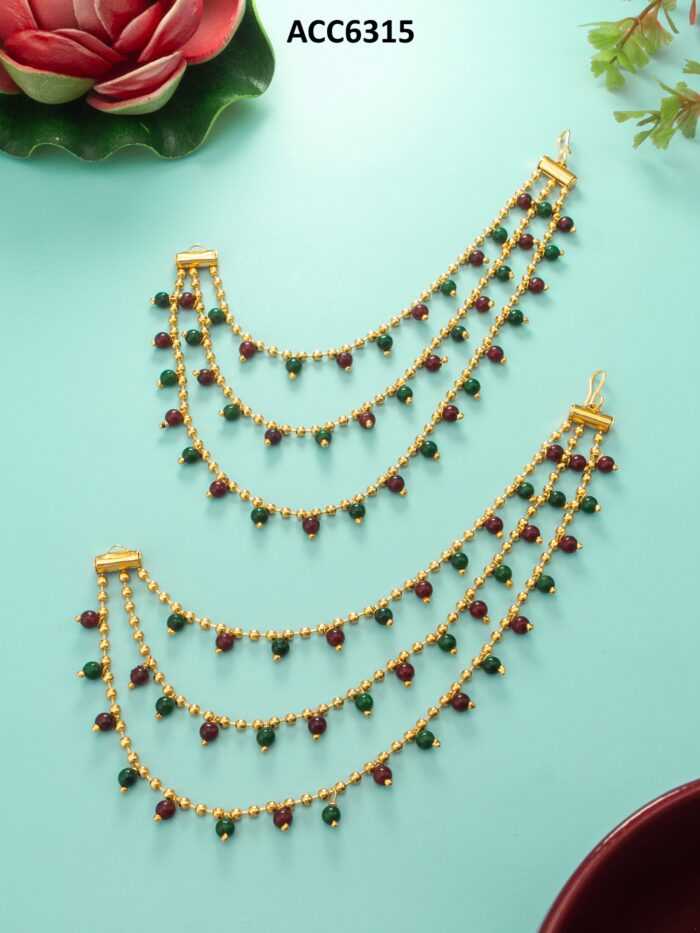 YNF BRASS KESH105 NK6315 WOMENS JEWELLERY WHOLESALE HAIR EARRINGS CHAIN MANUFACTURE - Jewellery Export