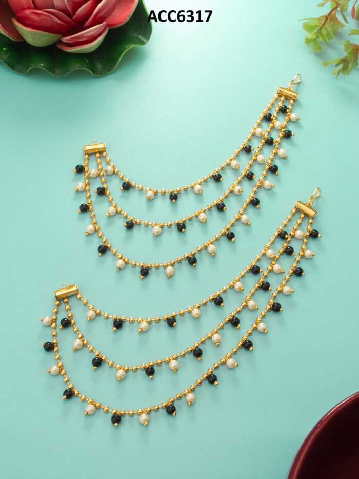 YNF BRASS KESH105 NK6317 WOMENS JEWELLERY WHOLESALE HAIR EARRINGS CHAIN MANUFACTURE - Jewellery Export