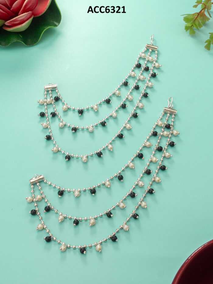 YNF BRASS KESH105 NK6321 WOMENS JEWELLERY WHOLESALE HAIR EARRINGS CHAIN MANUFACTURE - Jewellery Export