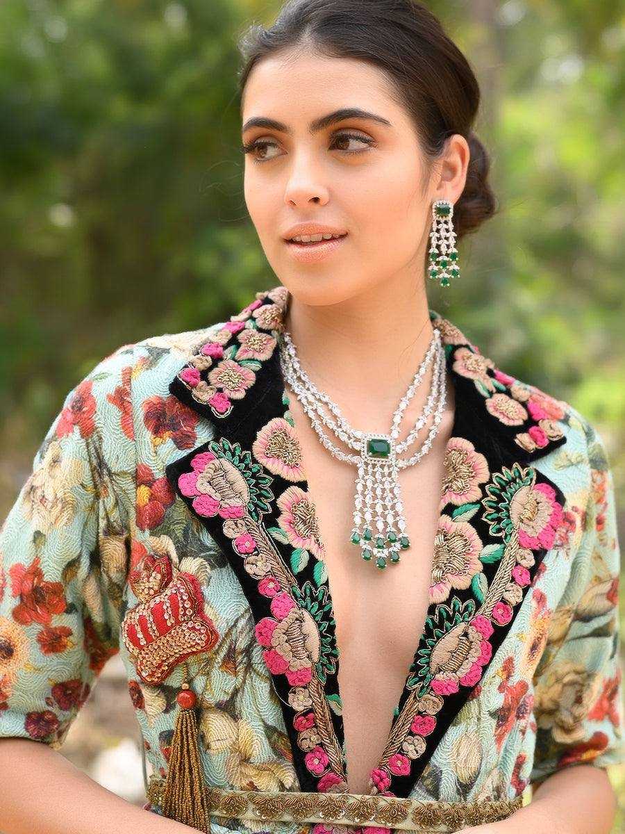 Ynf AD Diamond KESH192 Womens Jewellery Wholesale AD Diamond Necklace Necklaces Set Antique Necklaces Set Manufacturer - Jewellery Export