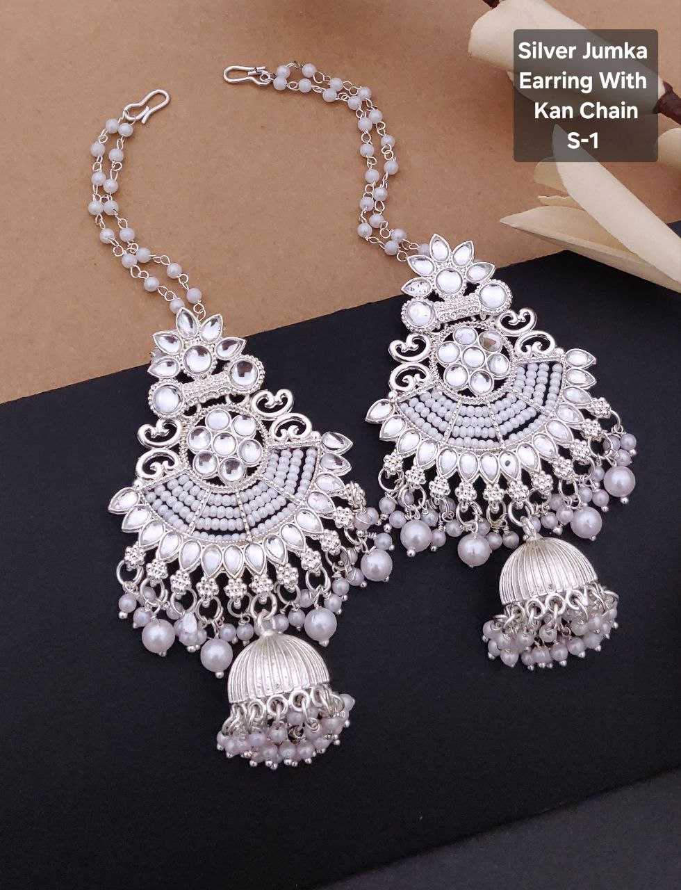 Ynf Brass KESH193 Womens Jewellery Wholesale Fancy Earrings Oxidized Earrings Long Earrings Hair Earrings Chain Manufacturer - Jewellery Export