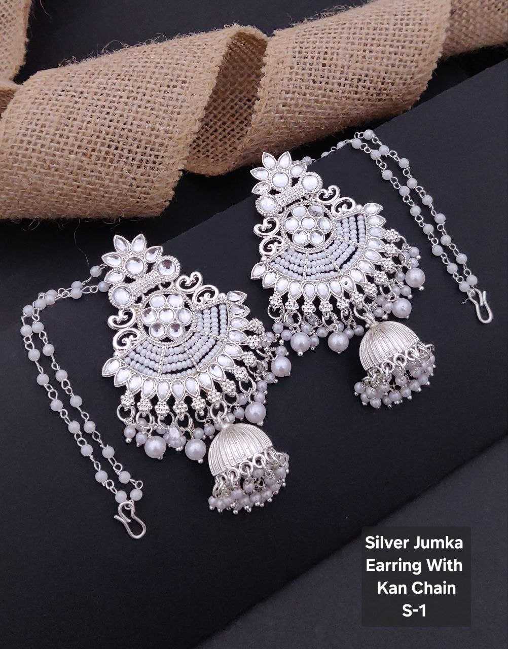 Ynf Brass KESH193 Womens Jewellery Wholesale Fancy Earrings Oxidized Earrings Long Earrings Hair Earrings Chain Manufacturer - Jewellery Export