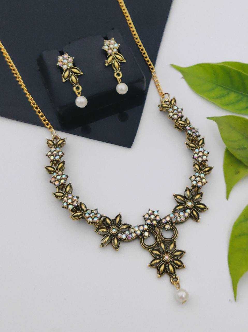 Ynf Brass KESH483 Womens Jewellery Wholesale Antique Necklaces Set Golden Necklace Set Fashion Necklace Manufacturer - Jewellery Export