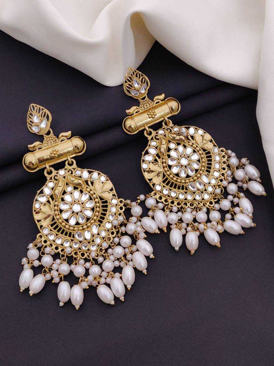 Ynf Brass KESH483 Womens Jewellery Wholesale Fancy Earrings Kundan Earrings Long Earrings Manufacturer - Jewellery Export
