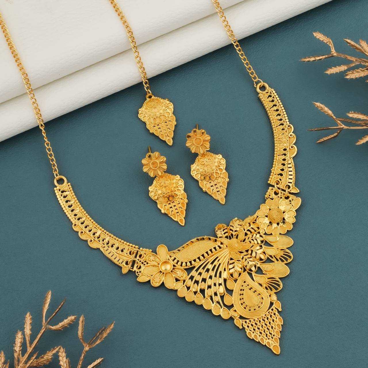 Ynf Brass KESH483 Womens Jewellery Wholesale Necklaces Set Golden Necklace Set Alloy Necklaces Manufacturer - Jewellery Export