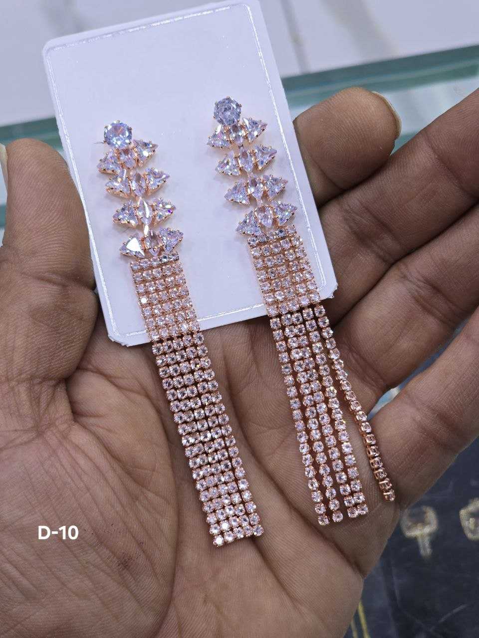 Ynf Brass Womens Jewellery Wholesale Fancy Earrings AD Diamond Earring Long Earrings Manufacturer - Jewellery Export