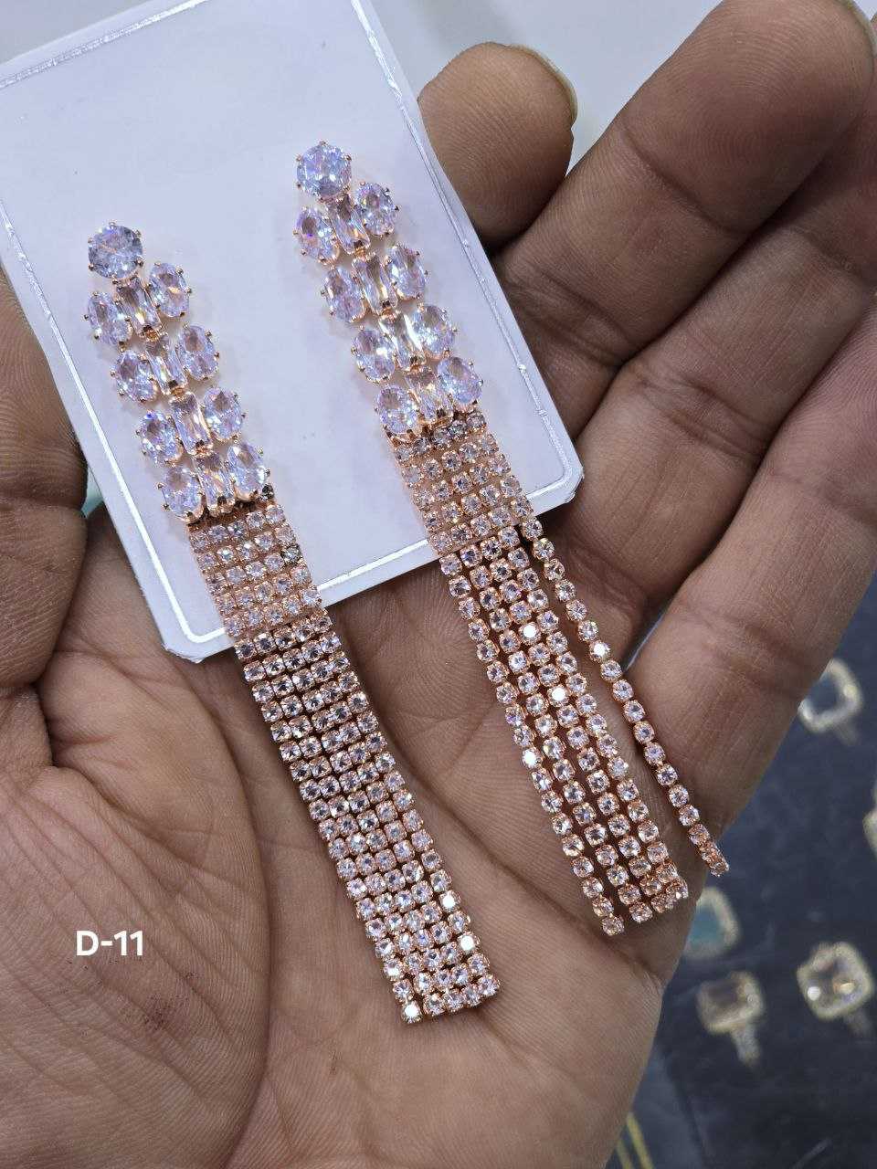 Ynf Brass Womens Jewellery Wholesale Fancy Earrings AD Diamond Earring Long Earrings Manufacturer - Jewellery Export