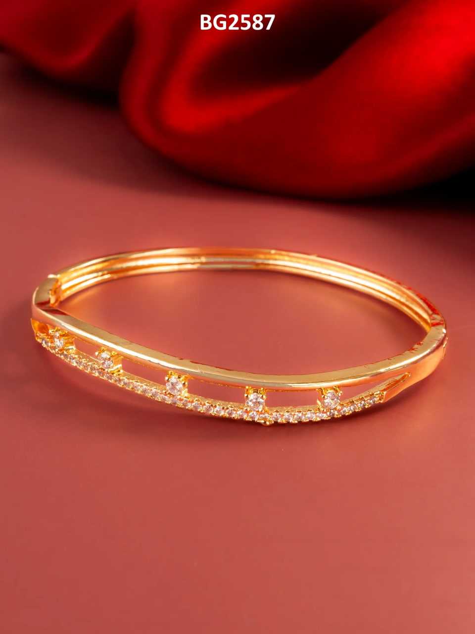 Ynf Brass KESH105 BG2587 Womens Jewellery Wholesale AD Diamond Bangles Brass Gold Bangles Fashion Bangles Manufacturer - Jewellery Export