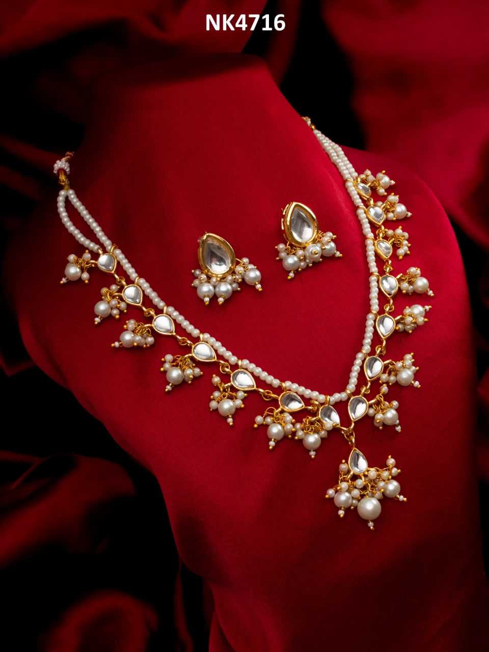 Ynf Brass KESH105 NK4716 Womens Jewellery Wholesale Fancy Mala Necklaces Kundan Pendant Sets Long Earrings Manufacturer - Jewellery Export