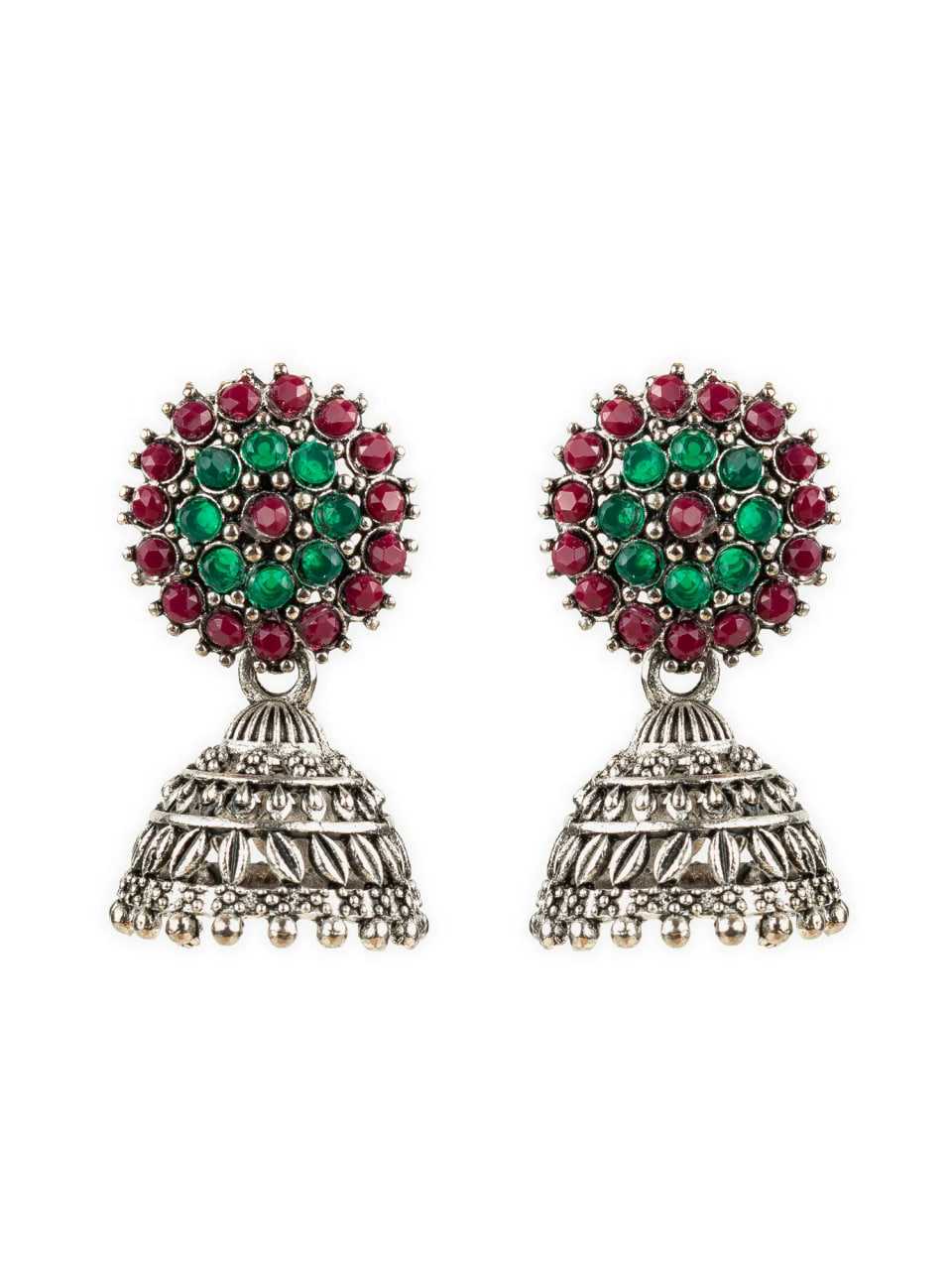 Ynf Alloy KESH105 ER4090 Womens Jewellery Wholesale Oxidized Earrings Jhumka Earrings Silver Plated Jewelry Manufacturer - Jewellery Export