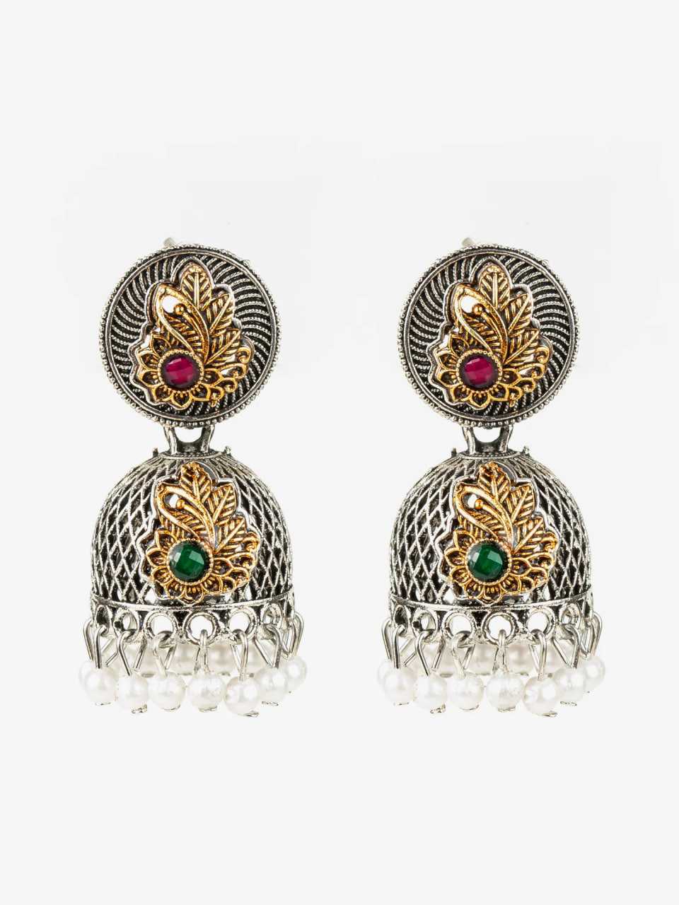 Ynf Alloy KESH105 ER4091 Womens Jewellery Wholesale Fancy Earrings Jhumka Earrings Silver Plated Jewelry Manufacturer - Jewellery Export