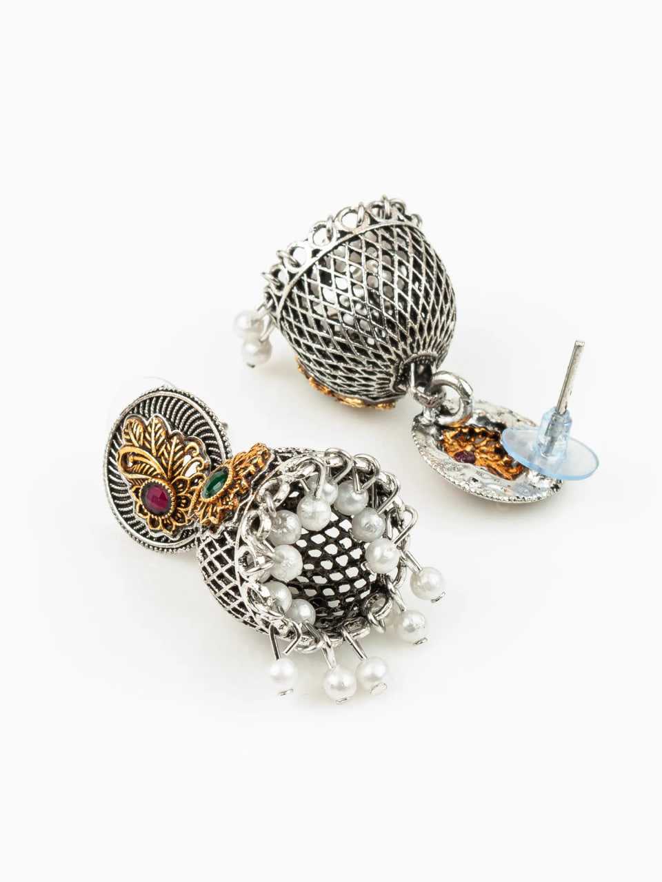 Ynf Alloy KESH105 ER4091 Womens Jewellery Wholesale Fancy Earrings Jhumka Earrings Silver Plated Jewelry Manufacturer - Jewellery Export