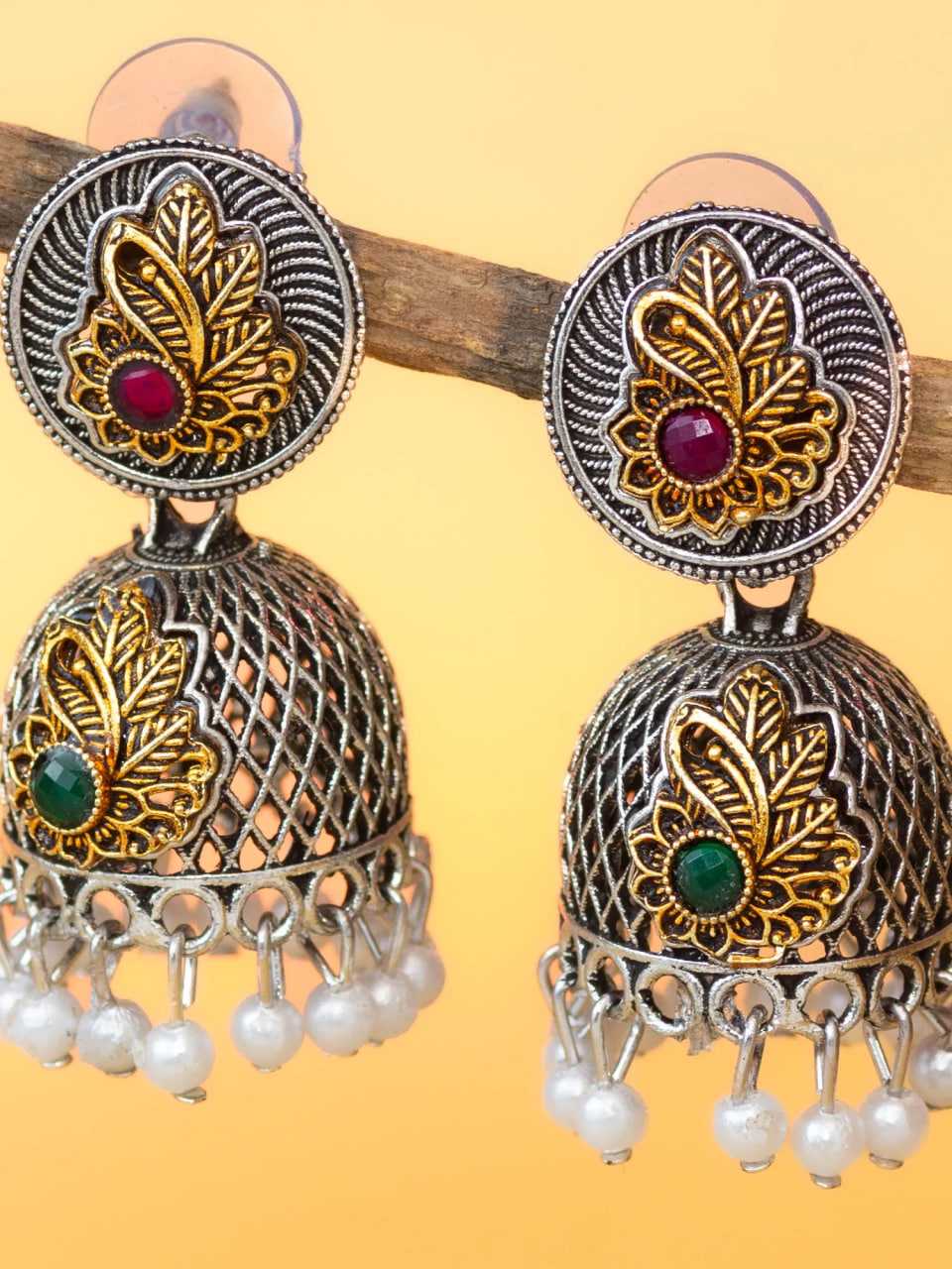 Ynf Alloy KESH105 ER4091 Womens Jewellery Wholesale Fancy Earrings Jhumka Earrings Silver Plated Jewelry Manufacturer - Jewellery Export