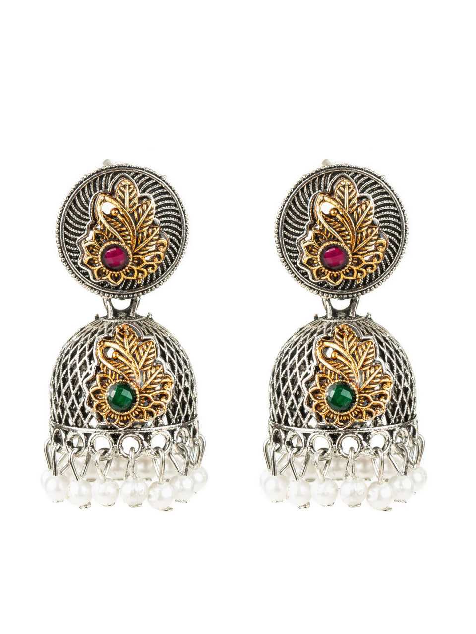 Ynf Alloy KESH105 ER4091 Womens Jewellery Wholesale Fancy Earrings Jhumka Earrings Silver Plated Jewelry Manufacturer - Jewellery Export