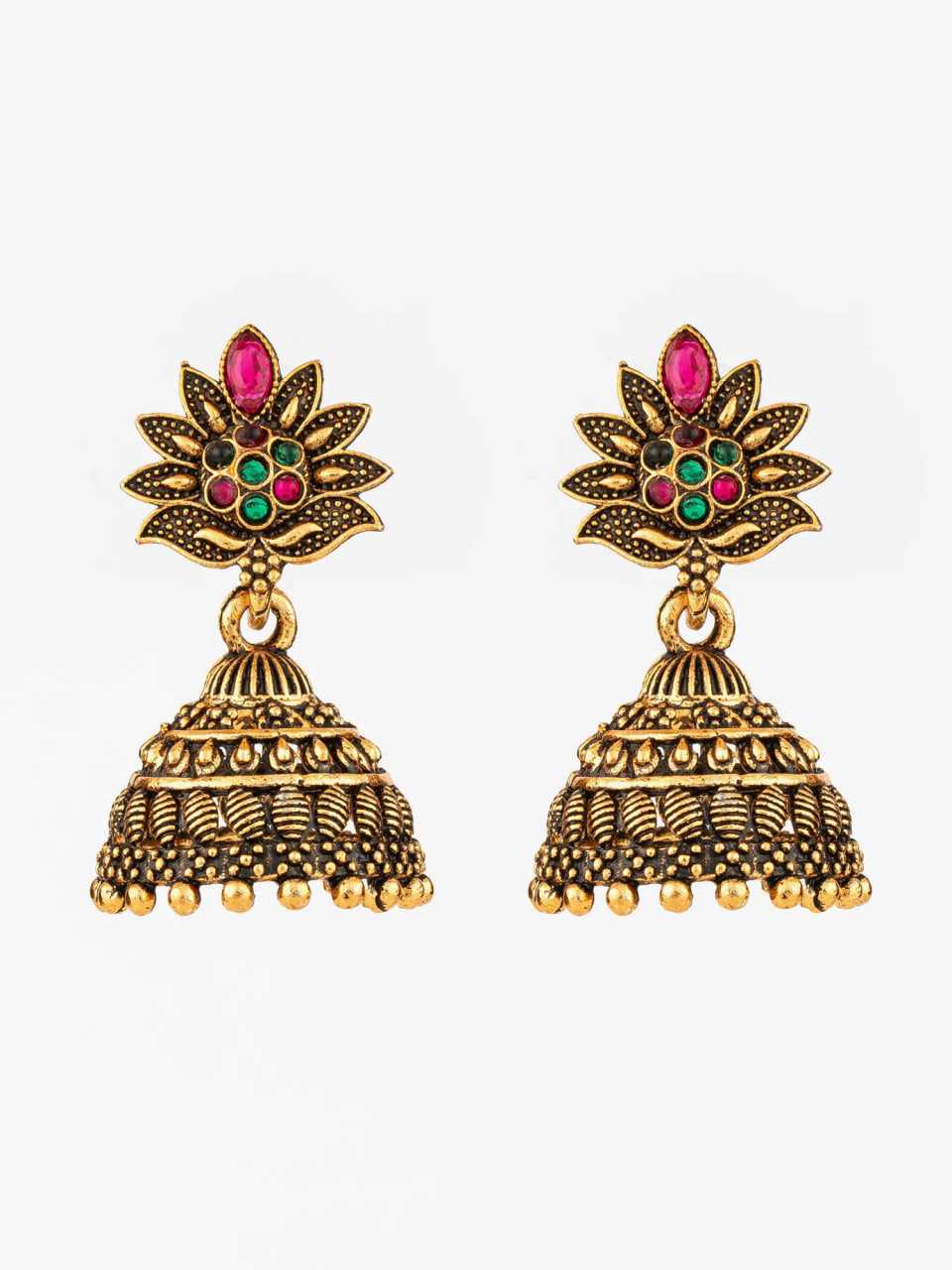 Ynf Alloy KESH105 ER4093 Womens Jewellery Wholesale Meenakari Jewelry Jhumka Earrings Gold Plated Jewelry Manufacturer - Jewellery Export