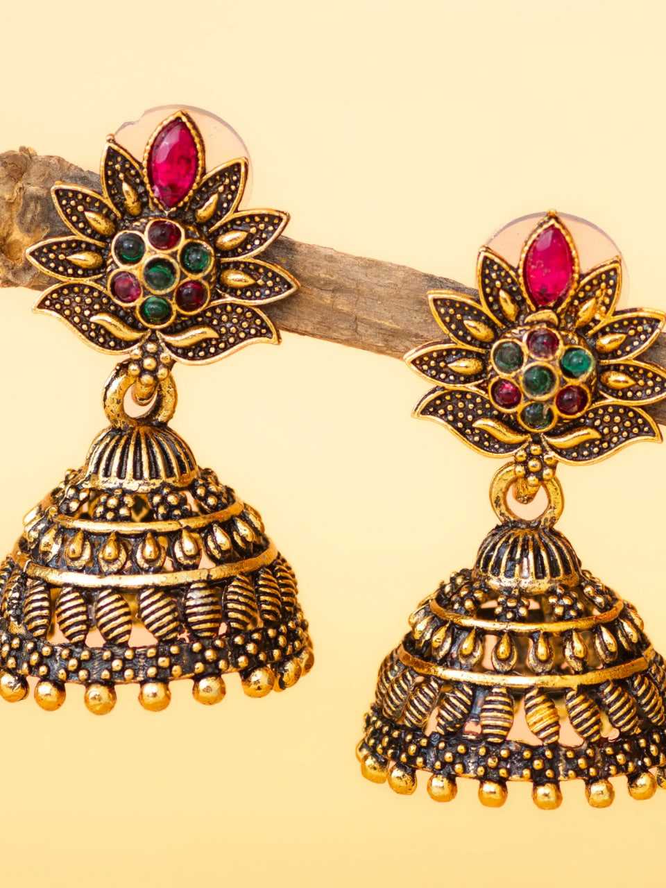 Ynf Alloy KESH105 ER4093 Womens Jewellery Wholesale Meenakari Jewelry Jhumka Earrings Gold Plated Jewelry Manufacturer - Jewellery Export