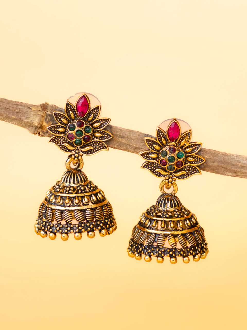 Ynf Alloy KESH105 ER4093 Womens Jewellery Wholesale Meenakari Jewelry Jhumka Earrings Gold Plated Jewelry Manufacturer - Jewellery Export