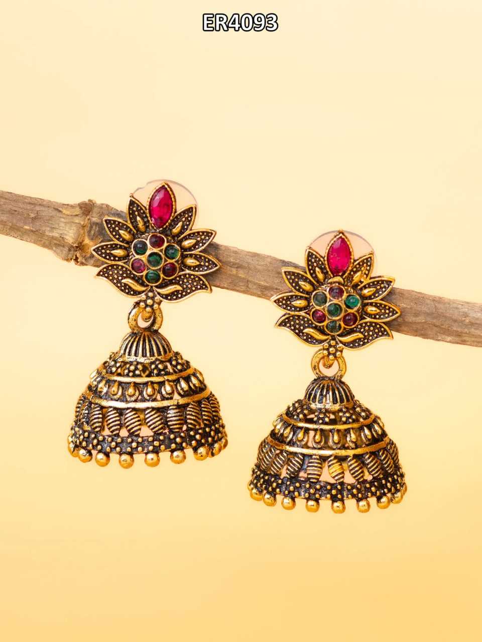 Ynf Alloy KESH105 ER4093 Womens Jewellery Wholesale Meenakari Jewelry Jhumka Earrings Gold Plated Jewelry Manufacturer - Jewellery Export