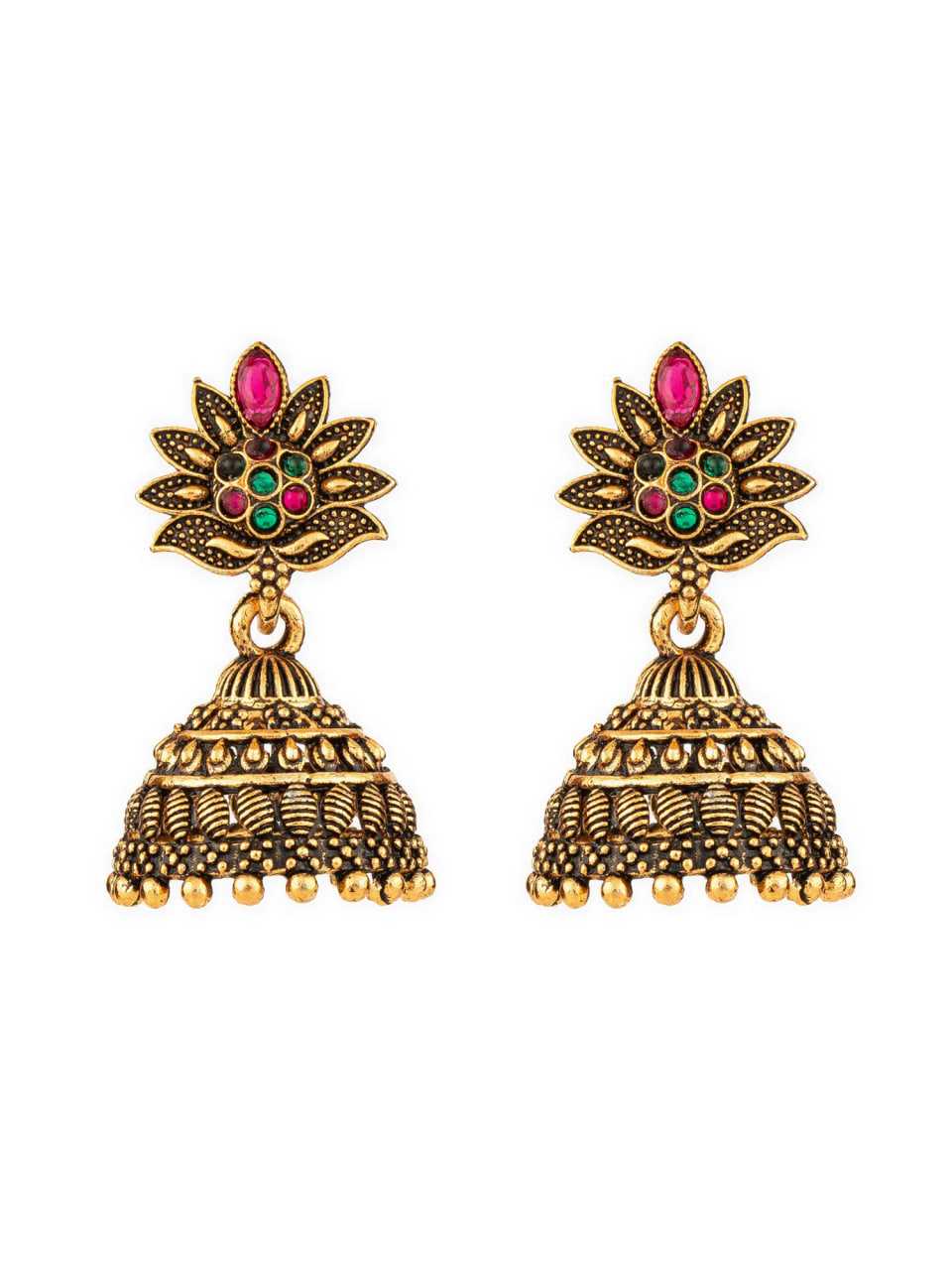 Ynf Alloy KESH105 ER4093 Womens Jewellery Wholesale Meenakari Jewelry Jhumka Earrings Gold Plated Jewelry Manufacturer - Jewellery Export