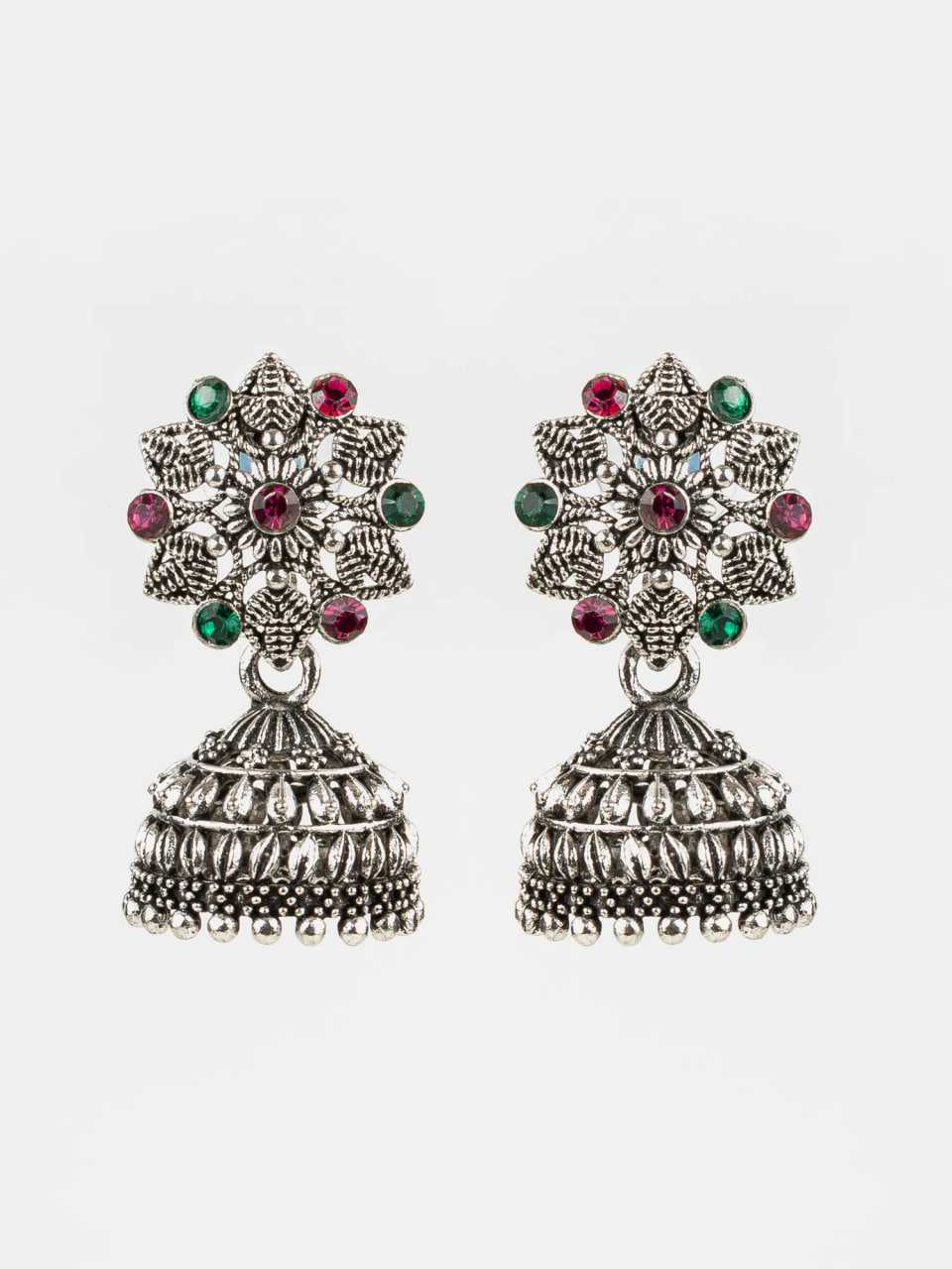 Ynf Alloy KESH105 ER4094 Womens Jewellery Wholesale Oxidized Earrings Jhumka Earrings Silver Plated Jewelry Manufacturer - Jewellery Export