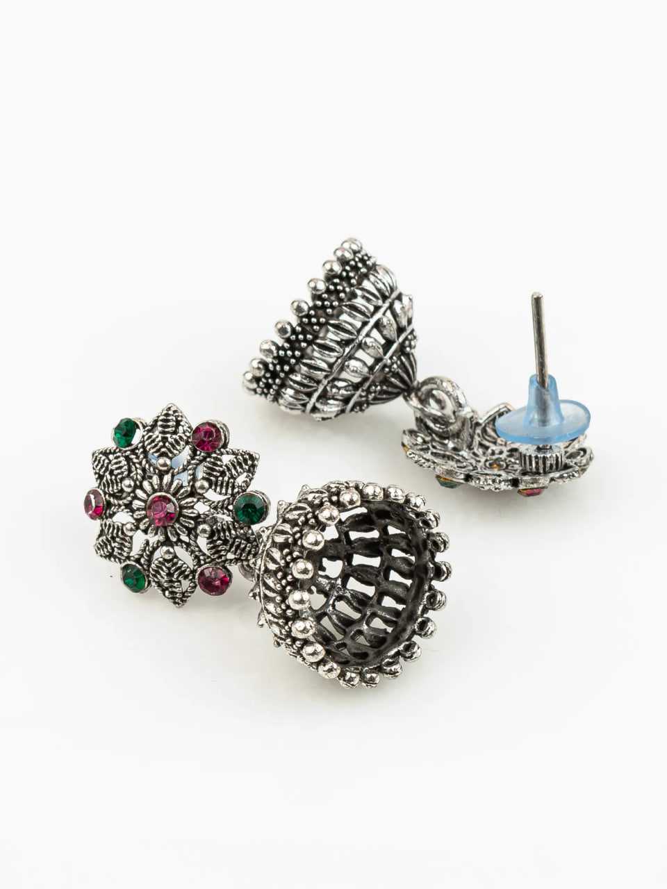 Ynf Alloy KESH105 ER4094 Womens Jewellery Wholesale Oxidized Earrings Jhumka Earrings Silver Plated Jewelry Manufacturer - Jewellery Export