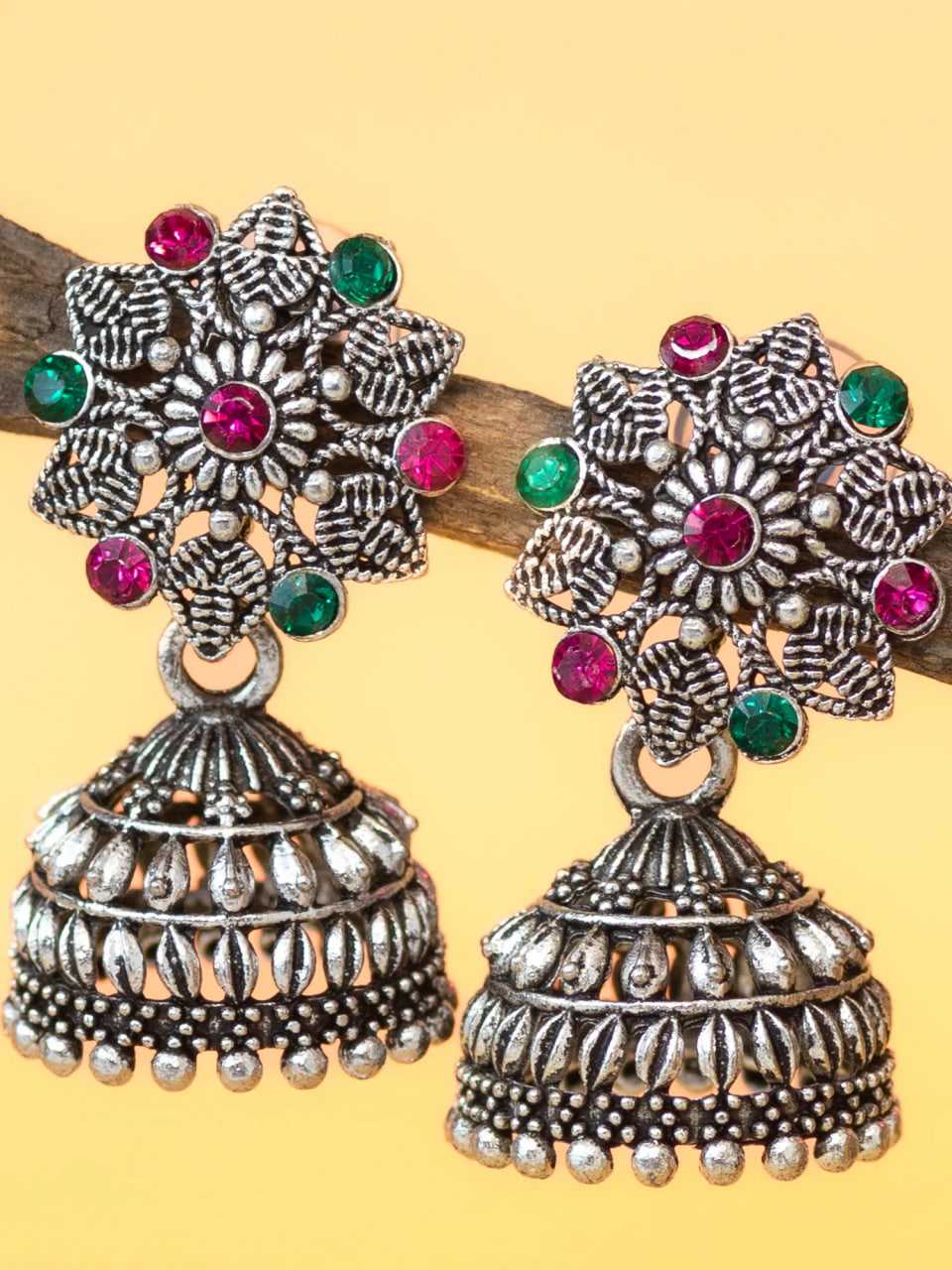 Ynf Alloy KESH105 ER4094 Womens Jewellery Wholesale Oxidized Earrings Jhumka Earrings Silver Plated Jewelry Manufacturer - Jewellery Export