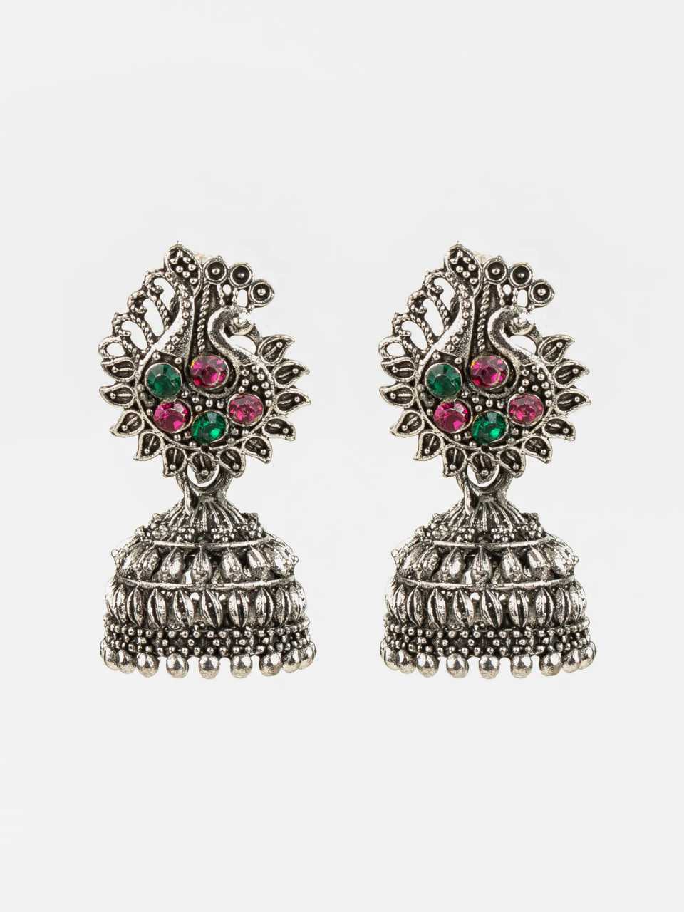 Ynf Alloy KESH105 ER4095 Womens Jewellery Wholesale Oxidized Earrings Jhumka Earrings Silver Plated Jewelry Manufacturer - Jewellery Export