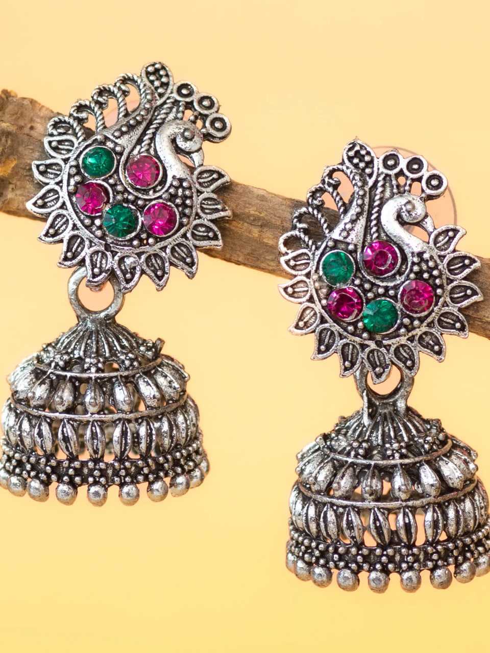 Ynf Alloy KESH105 ER4095 Womens Jewellery Wholesale Oxidized Earrings Jhumka Earrings Silver Plated Jewelry Manufacturer - Jewellery Export