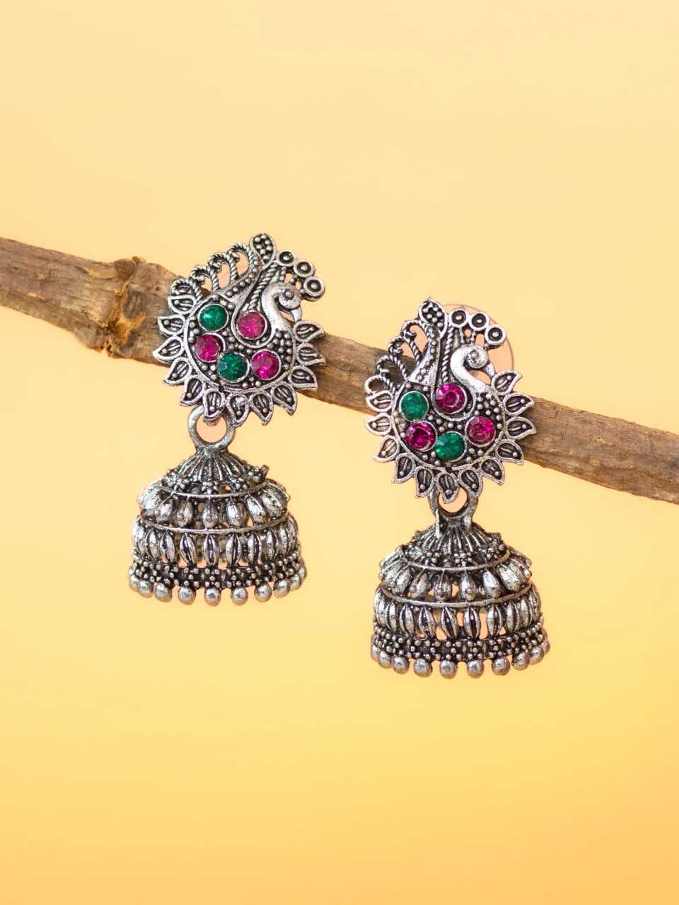 Ynf Alloy KESH105 ER4095 Womens Jewellery Wholesale Oxidized Earrings Jhumka Earrings Silver Plated Jewelry Manufacturer - Jewellery Export