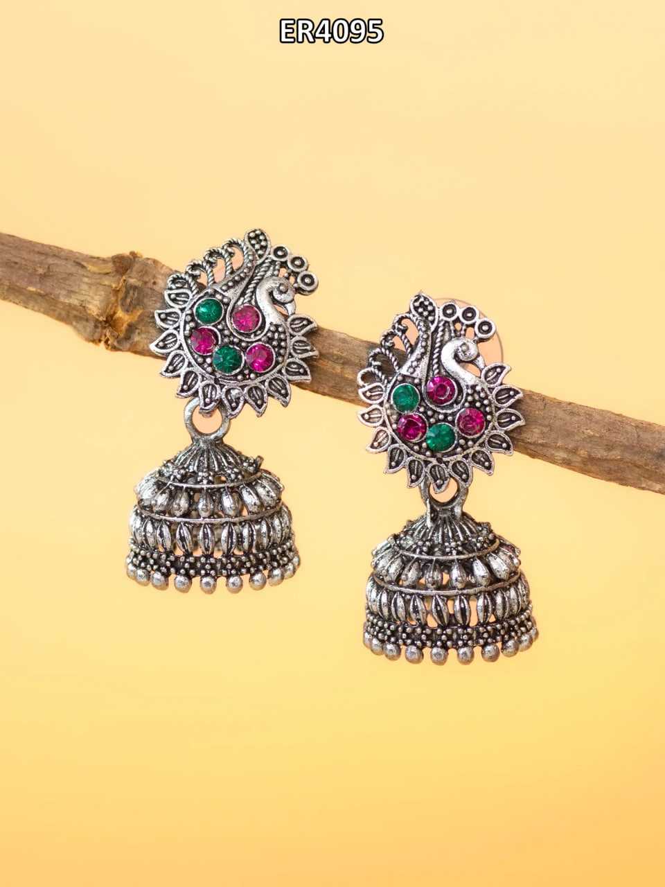 Ynf Alloy KESH105 ER4095 Womens Jewellery Wholesale Oxidized Earrings Jhumka Earrings Silver Plated Jewelry Manufacturer - Jewellery Export