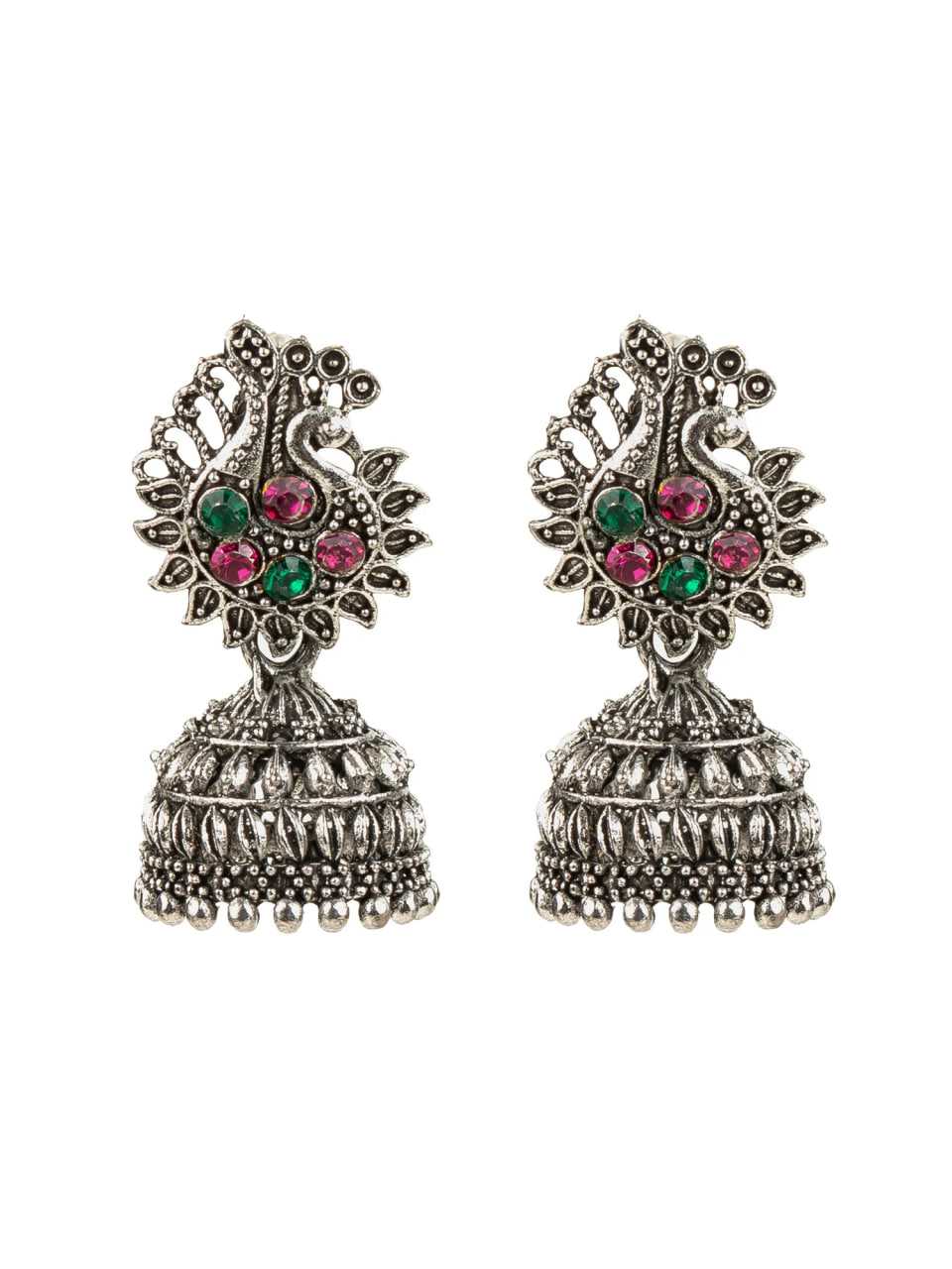 Ynf Alloy KESH105 ER4095 Womens Jewellery Wholesale Oxidized Earrings Jhumka Earrings Silver Plated Jewelry Manufacturer - Jewellery Export