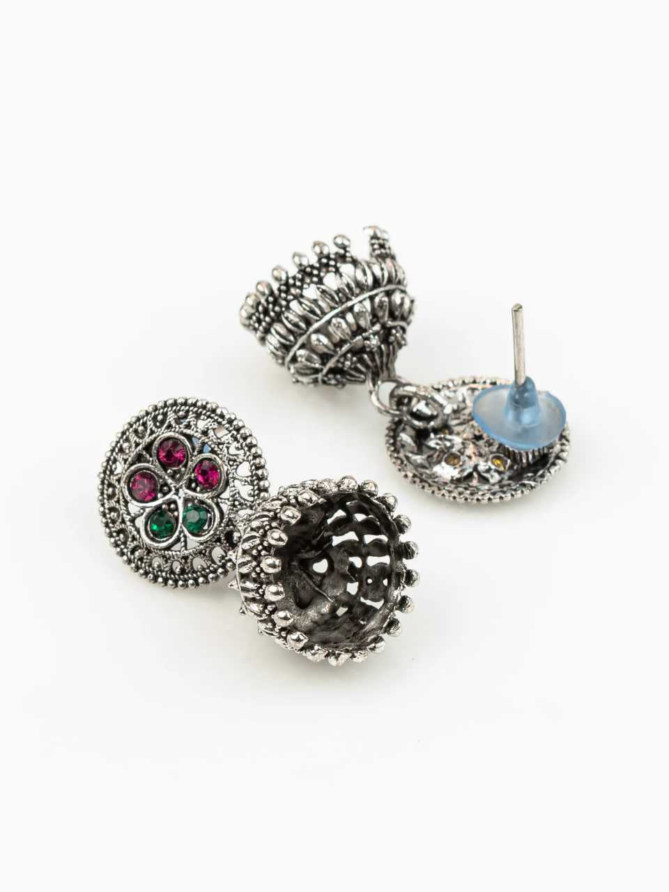 Ynf Alloy KESH105 ER4096 Womens Jewellery Wholesale Traditional Jewelry Jhumka Earrings Silver Plated Jewelry Manufacturer - Jewellery Export