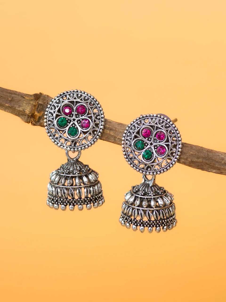 Ynf Alloy KESH105 ER4096 Womens Jewellery Wholesale Traditional Jewelry Jhumka Earrings Silver Plated Jewelry Manufacturer - Jewellery Export