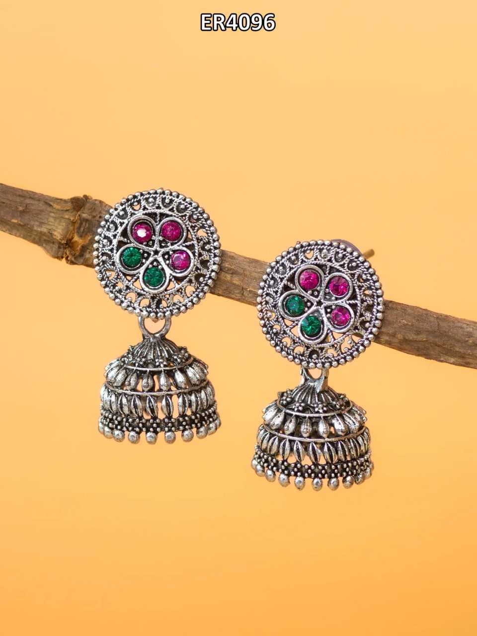 Ynf Alloy KESH105 ER4096 Womens Jewellery Wholesale Traditional Jewelry Jhumka Earrings Silver Plated Jewelry Manufacturer - Jewellery Export