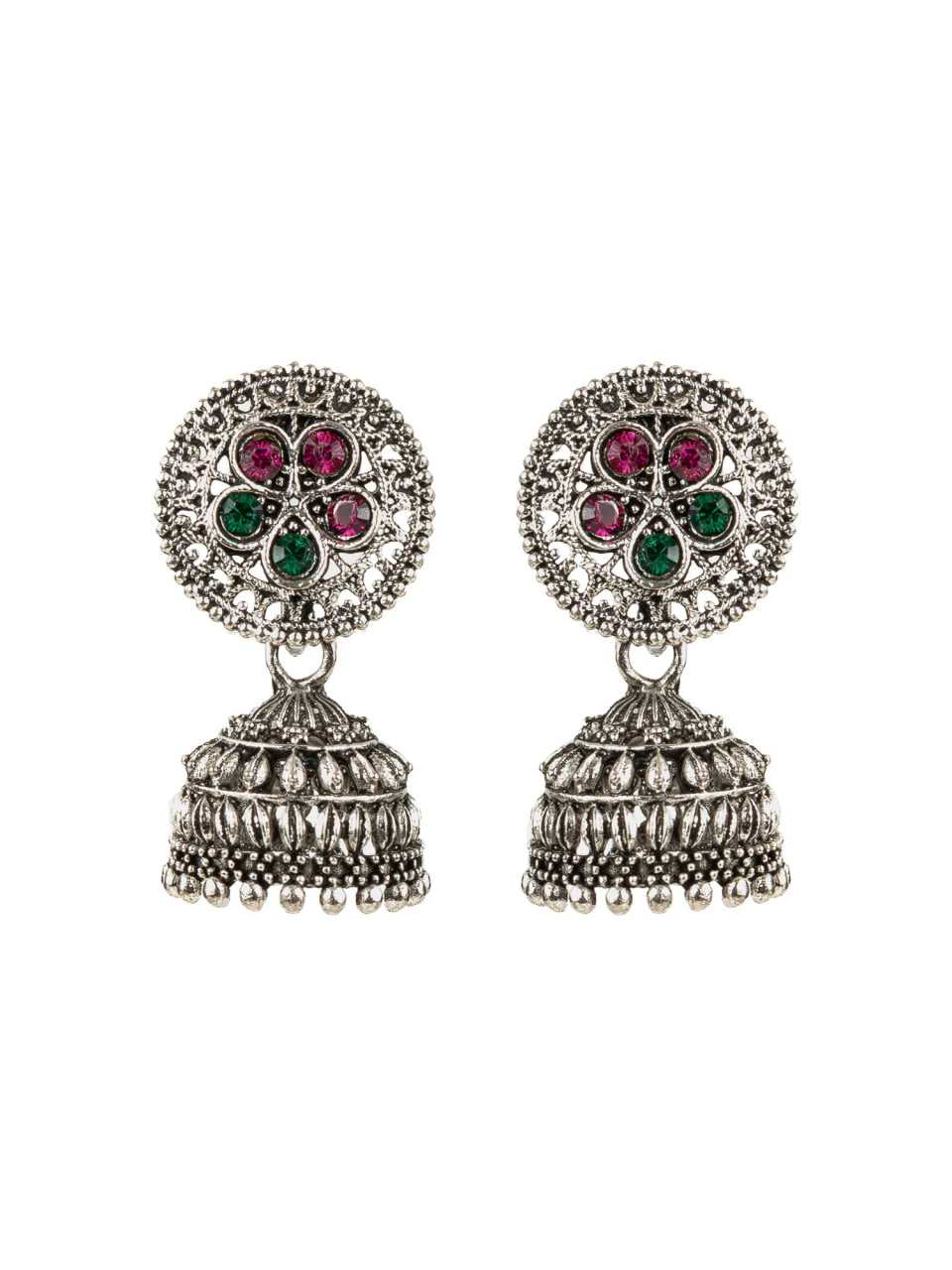 Ynf Alloy KESH105 ER4096 Womens Jewellery Wholesale Traditional Jewelry Jhumka Earrings Silver Plated Jewelry Manufacturer - Jewellery Export