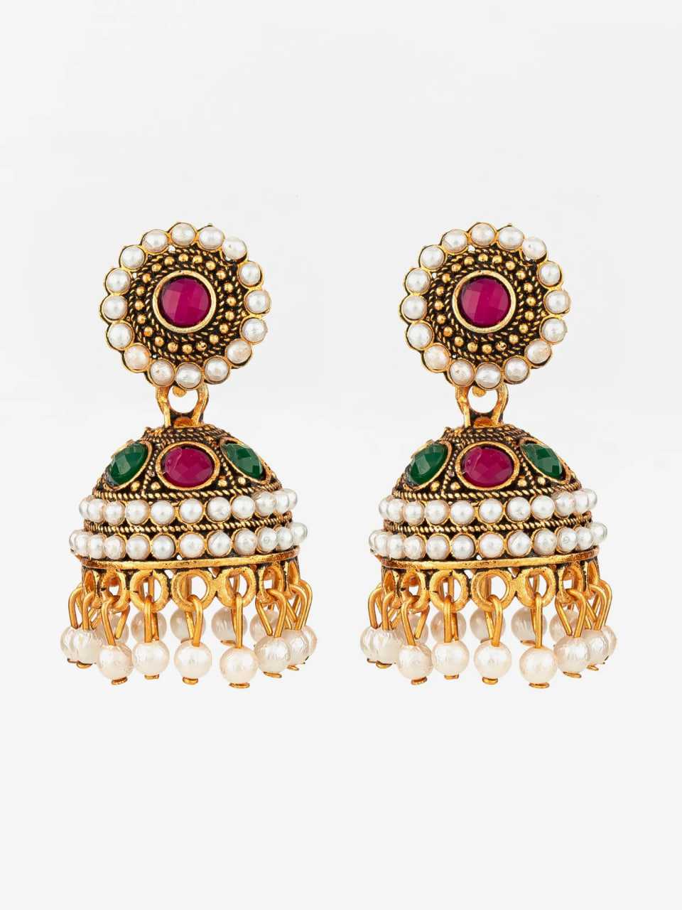 Ynf Alloy KESH105 ER4097 Womens Jewellery Wholesale Traditional Jewelry Jhumka Earrings Gold Plated Jewelry Manufacturer - Jewellery Export
