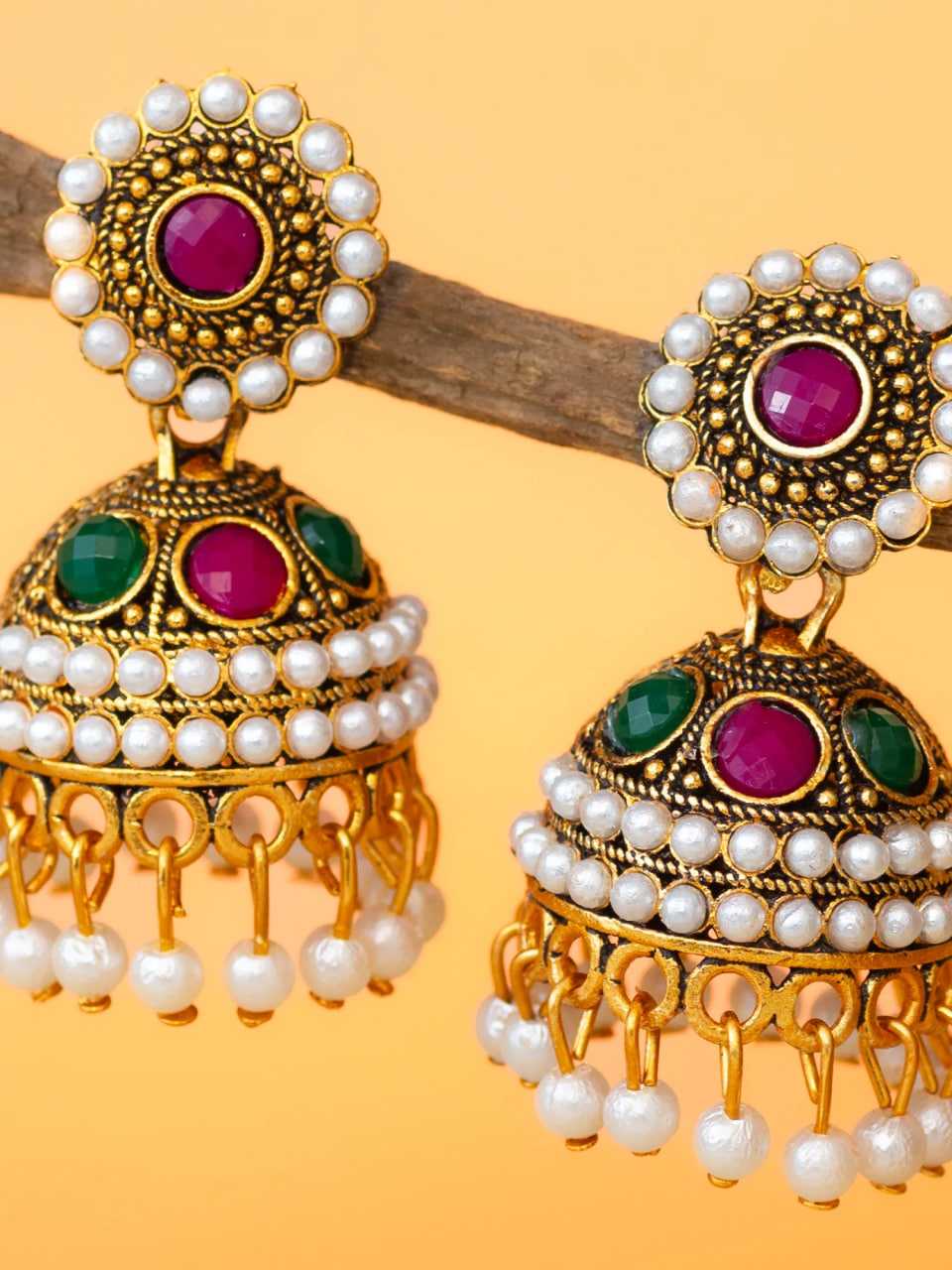 Ynf Alloy KESH105 ER4097 Womens Jewellery Wholesale Traditional Jewelry Jhumka Earrings Gold Plated Jewelry Manufacturer - Jewellery Export