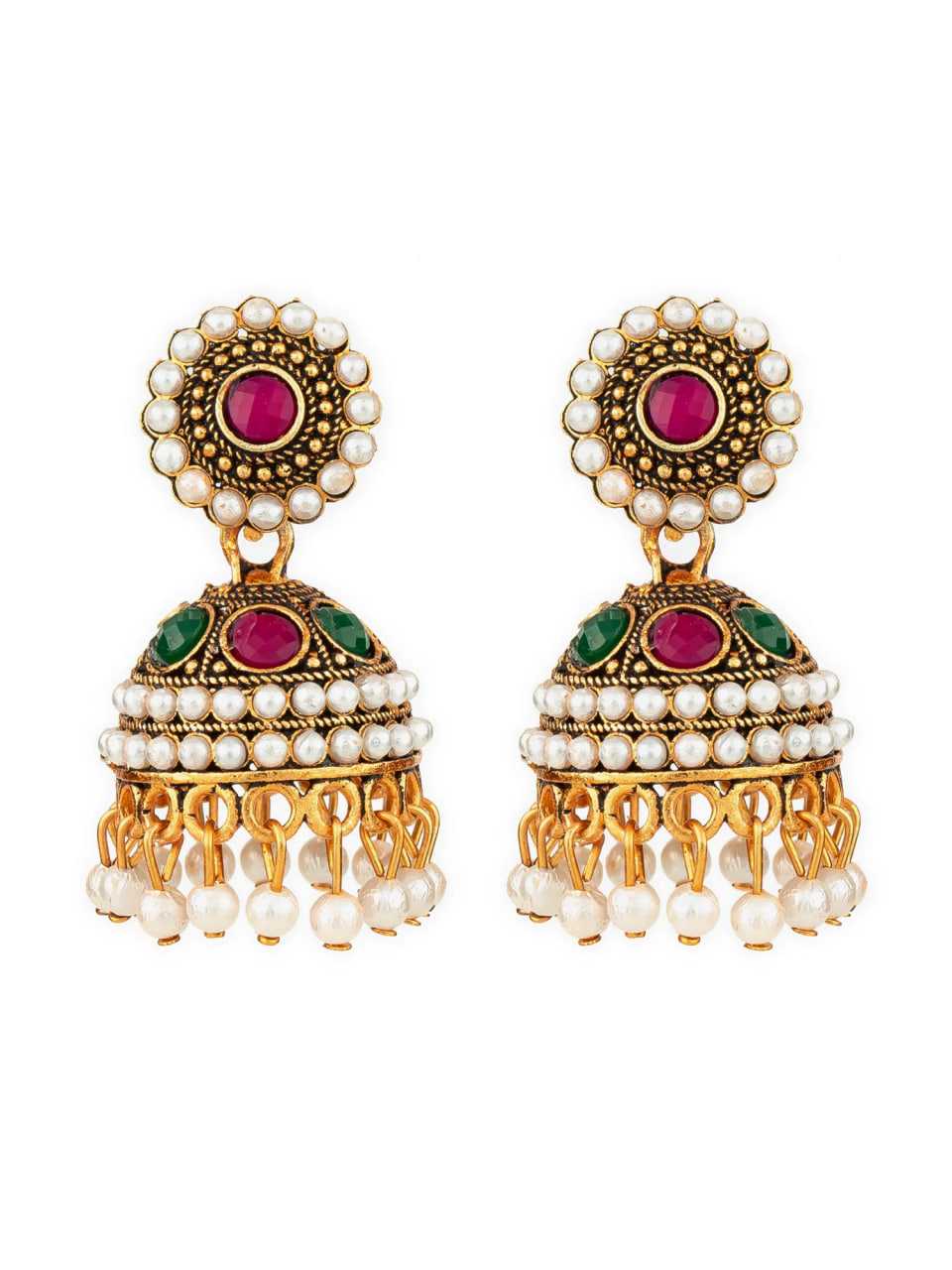 Ynf Alloy KESH105 ER4097 Womens Jewellery Wholesale Traditional Jewelry Jhumka Earrings Gold Plated Jewelry Manufacturer - Jewellery Export