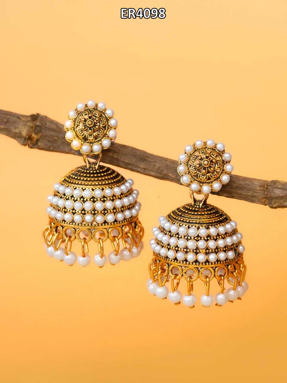 Ynf Alloy KESH105 ER4098 Womens Jewellery Wholesale Fancy Earrings Jhumka Earrings Gold Plated Jewelry Manufacturer - Jewellery Export