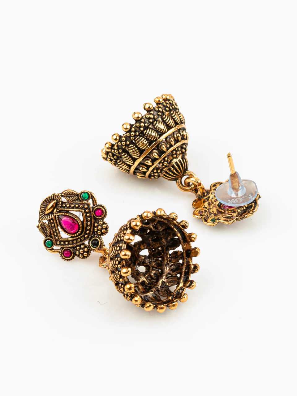 Ynf Alloy KESH105 ER4099 Womens Jewellery Wholesale Jhumka Earrings Gold Plated Jewelry Earrings With Stones Manufacturer - Jewellery Export